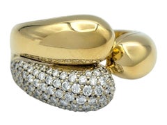 Anello bypass con diamanti pavé "Triadra" di Di Modolo in oro giallo e bianco 18 carati