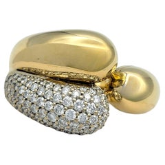 Anillo Bypass de Diamantes Pavé "Triadra" de Di Modolo en oro amarillo y blanco de 18 quilates