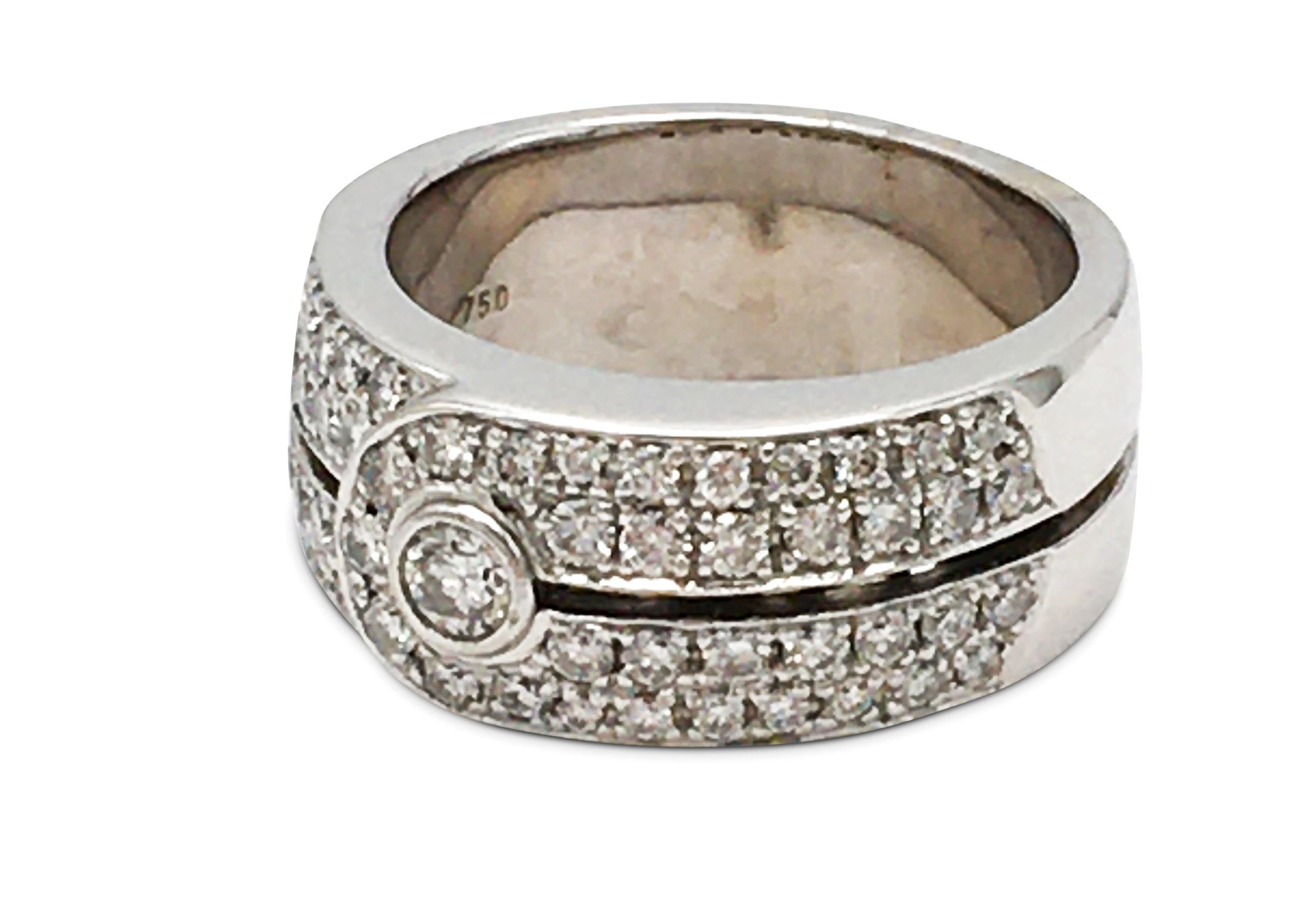 Authentic Di Modolo ring crafted in 18 karat white gold and set with an estimated 1.0 carats of high-quality round brilliant cut diamonds. Signed Di Modolo, 750. Ring size 6. The ring is not presented with the original box or papers. CIRCA 2000s.