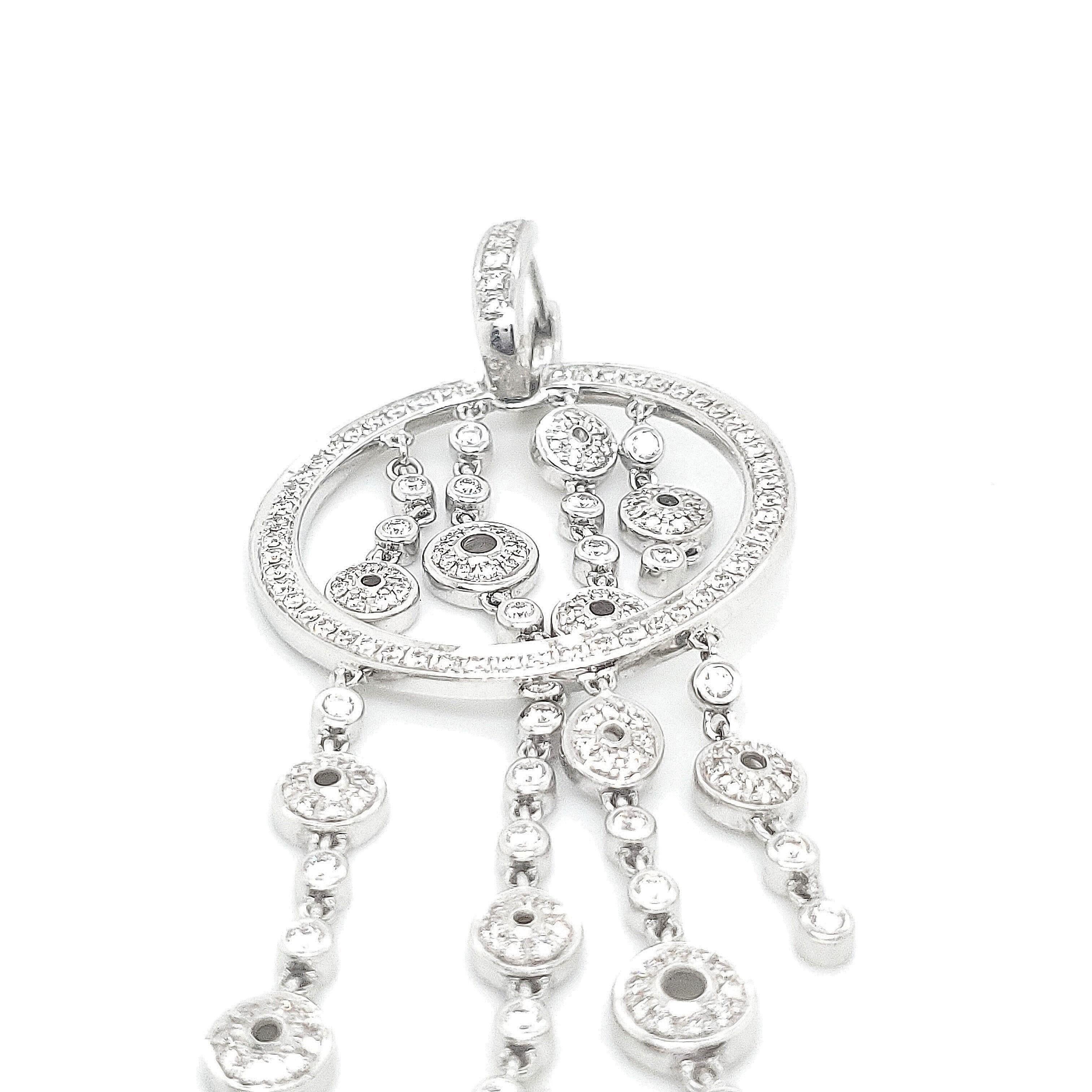 Authentic Di Modolo Tempia collection earrings made in 18 karat white gold with approximately 320 round brilliant diamonds weighing an estimated 2.70ct.  3 inches in length, signed Di Modolo.  CIRCA 21st Century