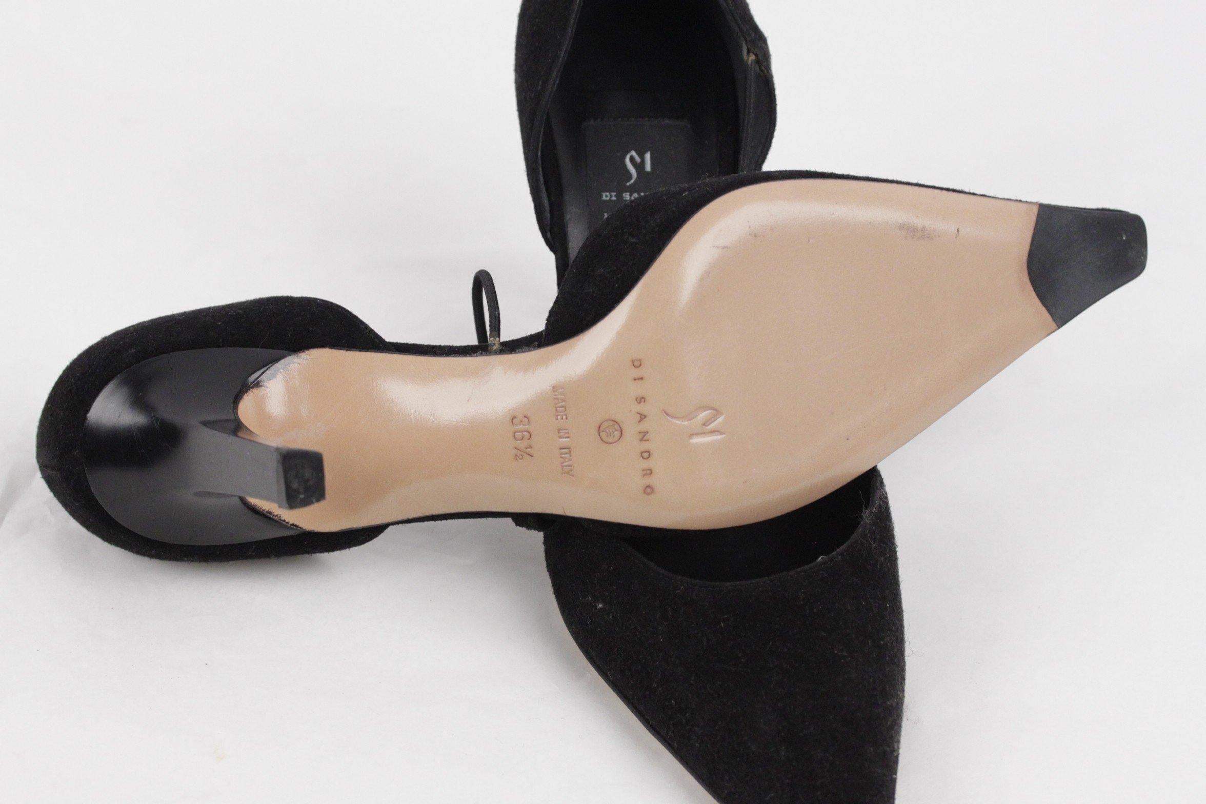 DI SANDRO Black D'ORSAY PUMPS Heels SHOES w/ Crystal Buckle SIZE 36.5 IT 4
