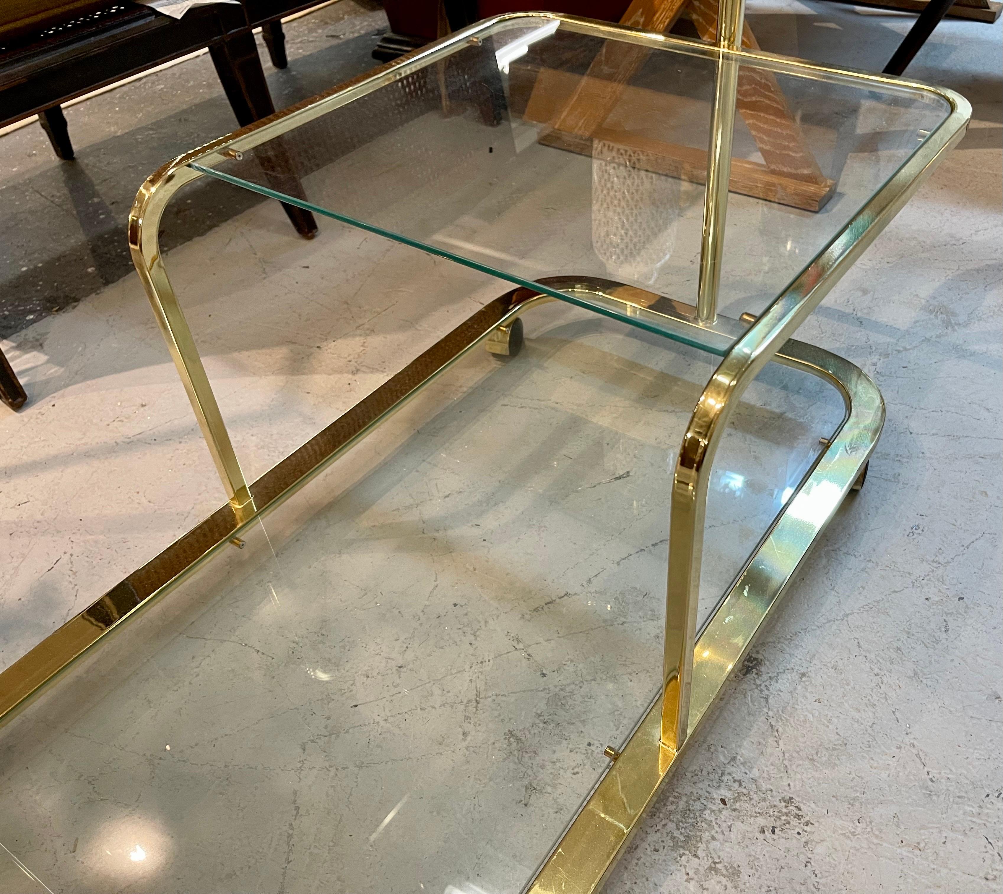 Brass DIA Baughman Expandable Rolling Bar Cart