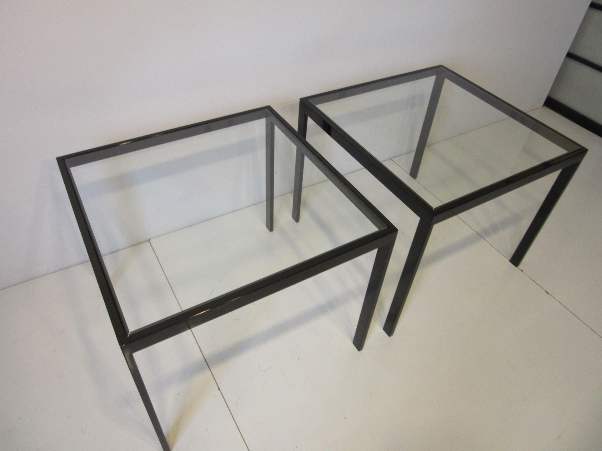 black metal and glass side table