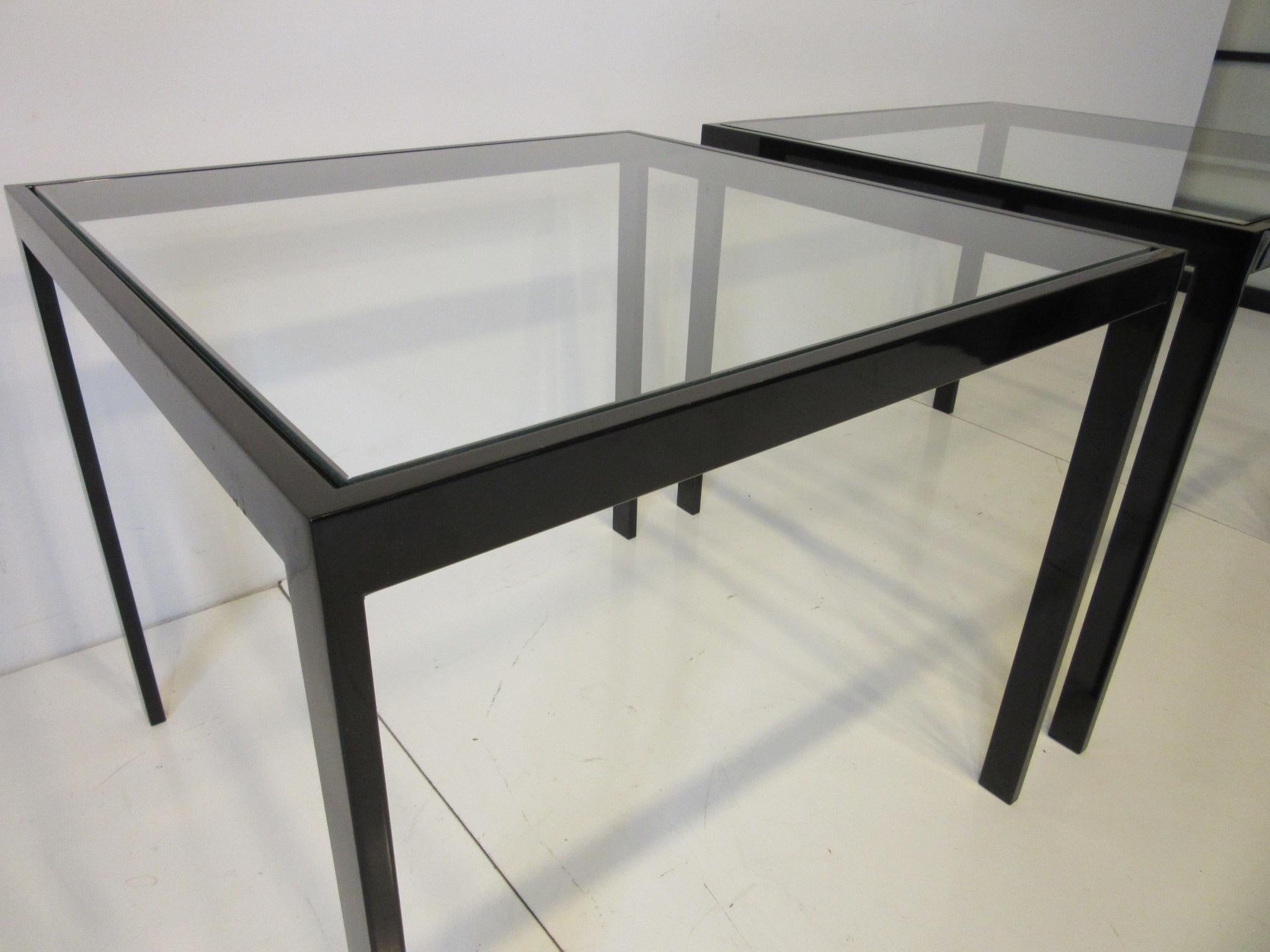 black metal glass side table