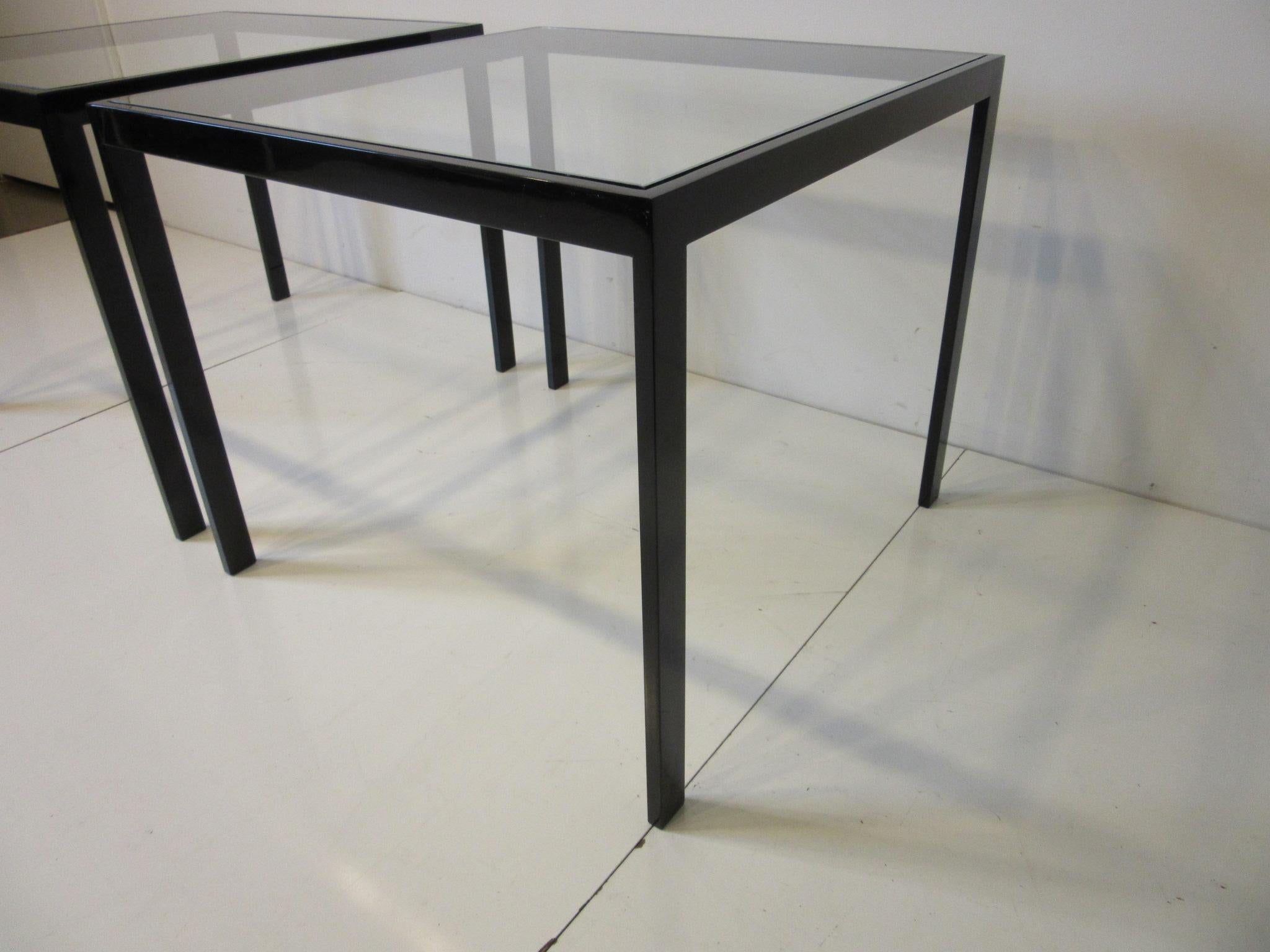 American DIA Side Tables Black Anodized Metal / Glass by Design Institute of America For Sale