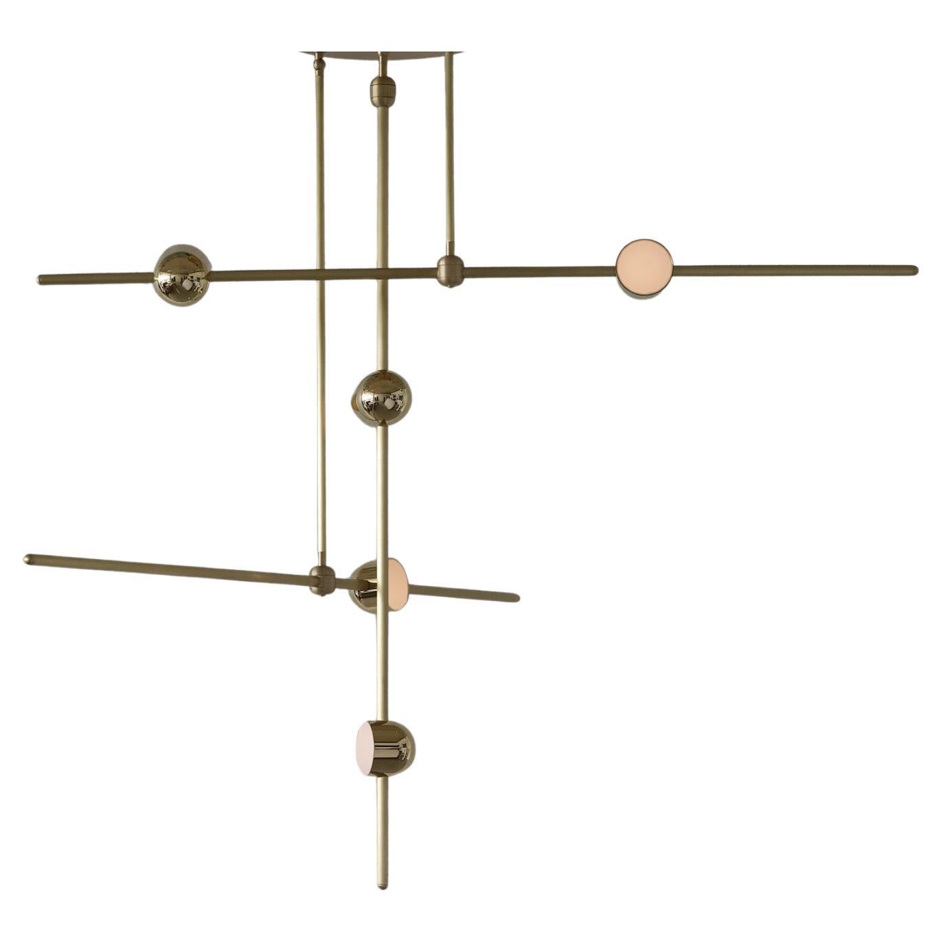 Lampadario LED contemporaneo Dia, Config. 1, ottone massiccio, rifinito a mano