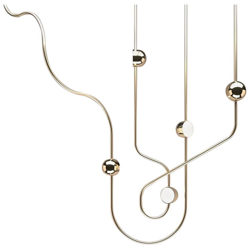 Dia Contemporary LED Chandelier, Config. 2, Solid Brass, Handmade/finished, Art