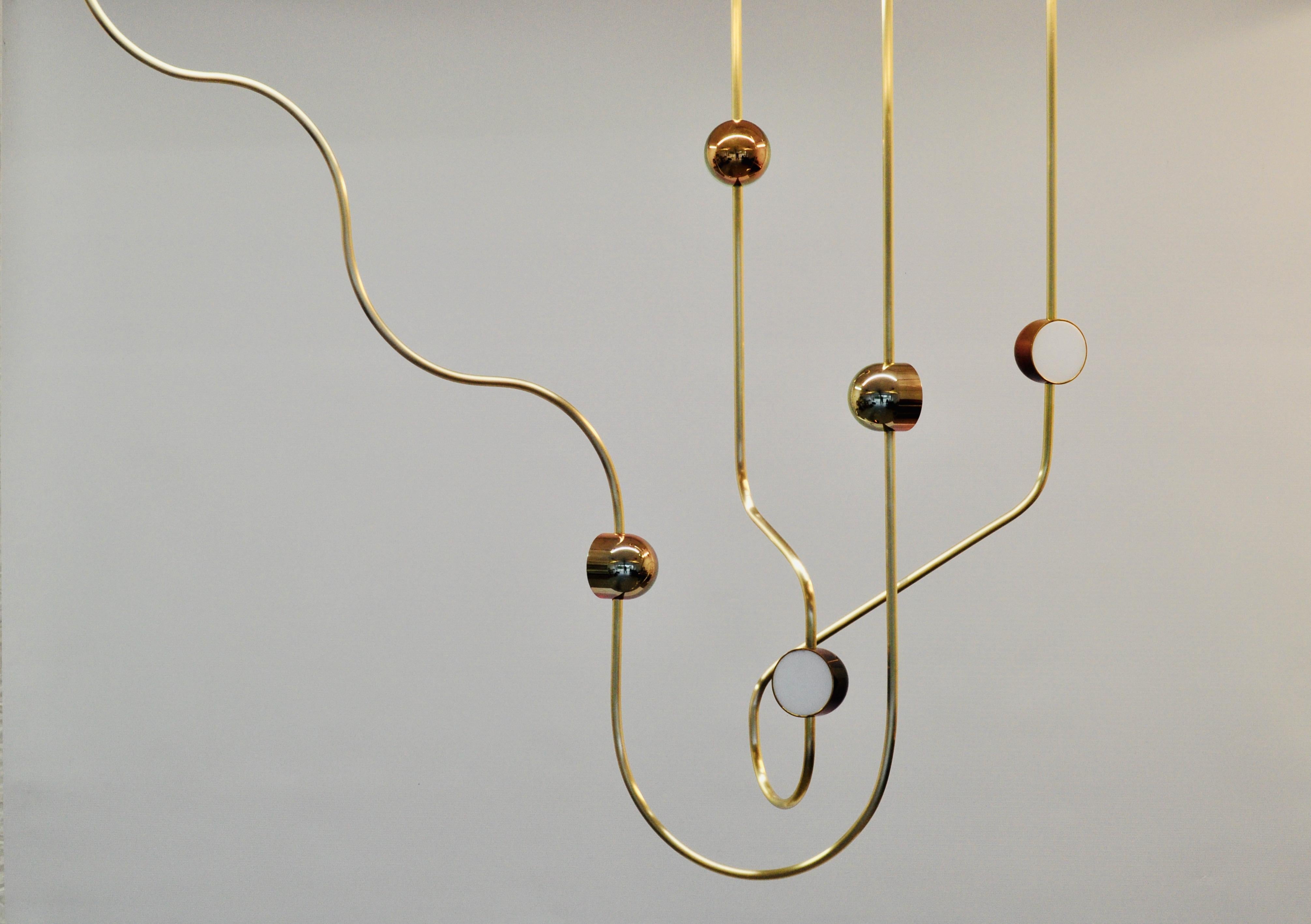 Modern Dia Contemporary LED Chandelier, Config. 2, Solid Brass, Handmade/finished, Art For Sale