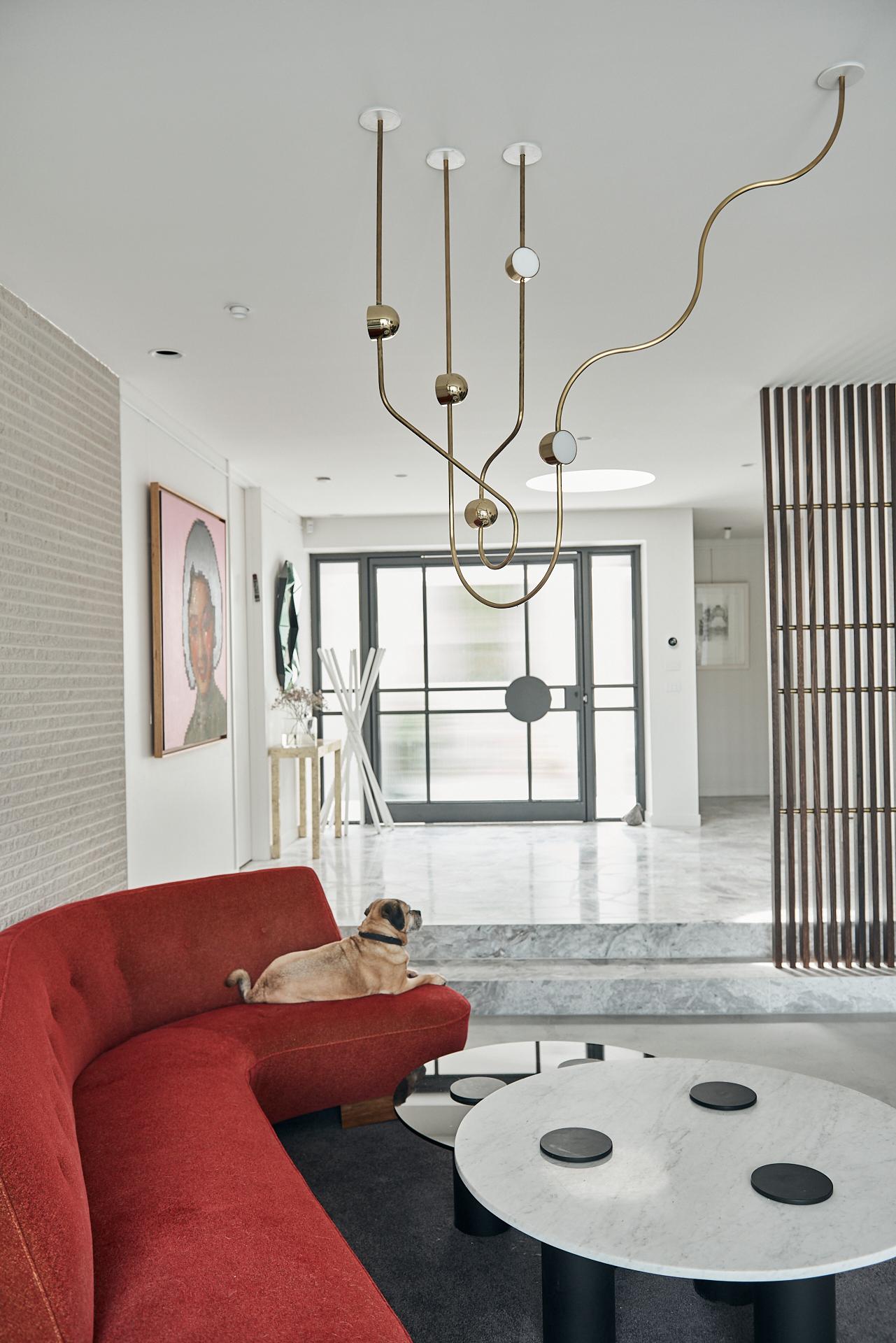 Lustre LED contemporain Dia, Config. 2, Laiton massif, Fait main/fini, Art en vente 1
