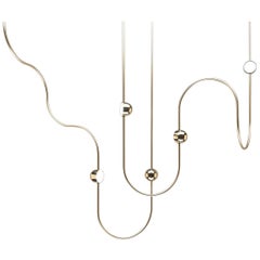 Dia Contemporary LED Chandelier, Config. 3, Brass, Handmade, Art 