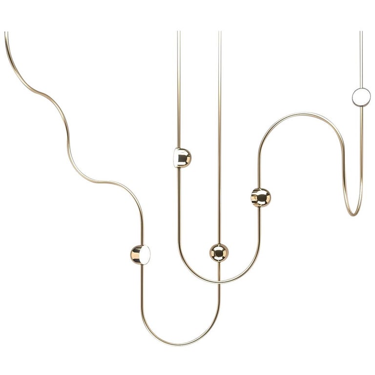 Dia Contemporary LED Chandelier, Config. 3, Solid Brass, Handmade/finished, Art For Sale