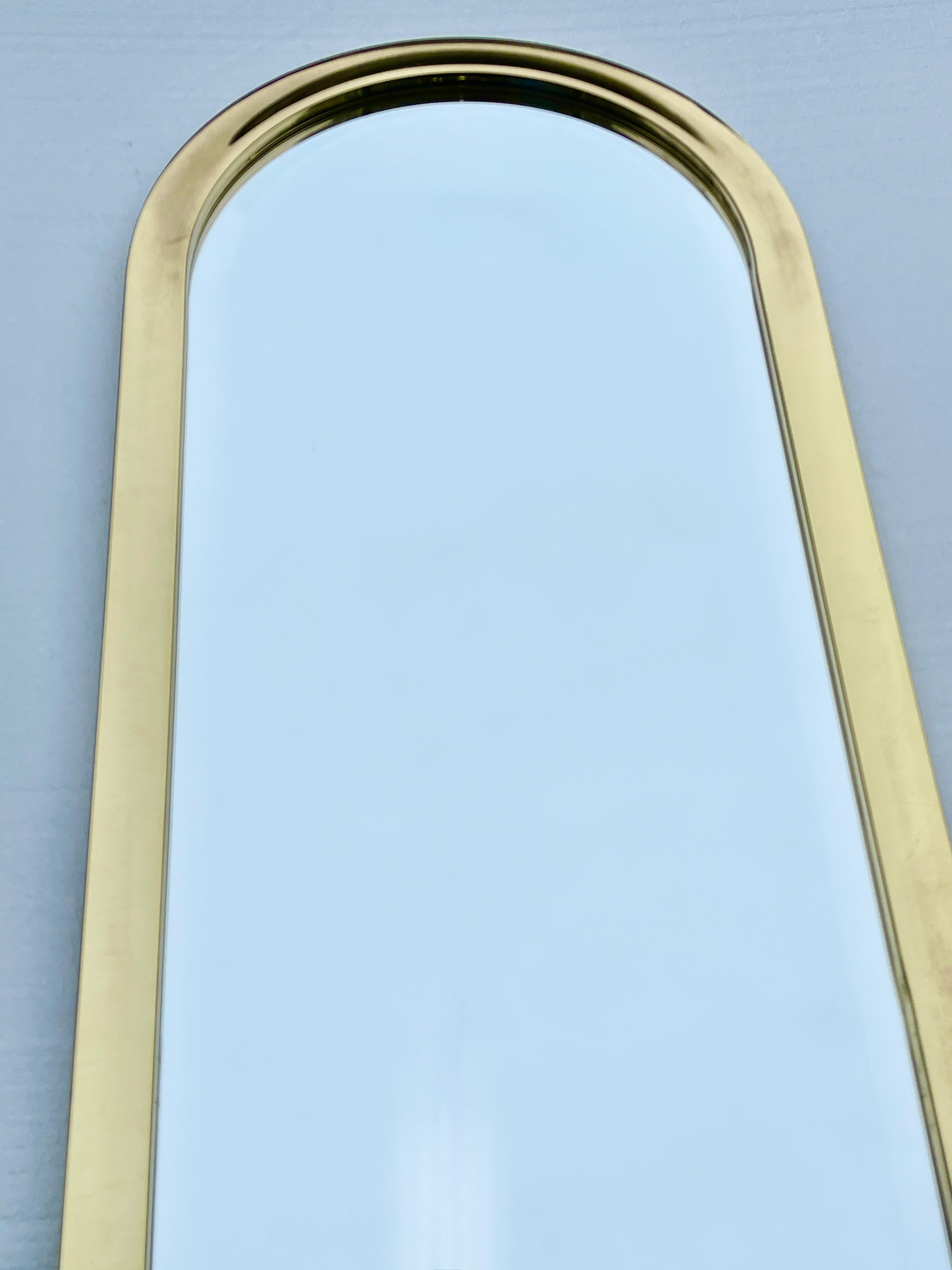 DIA Design Institute America Brass Racetrack Oval Mirror with Demilune Shelf For Sale 9