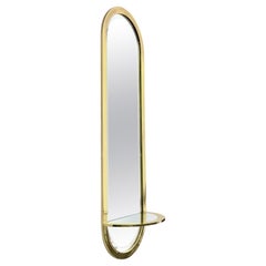 DIA Design Institute America Brass Racetrack Oval Mirror with Demilune Shelf