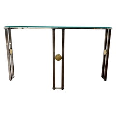 DIA Design Institute America Demilune Console Table Chrome and Brass