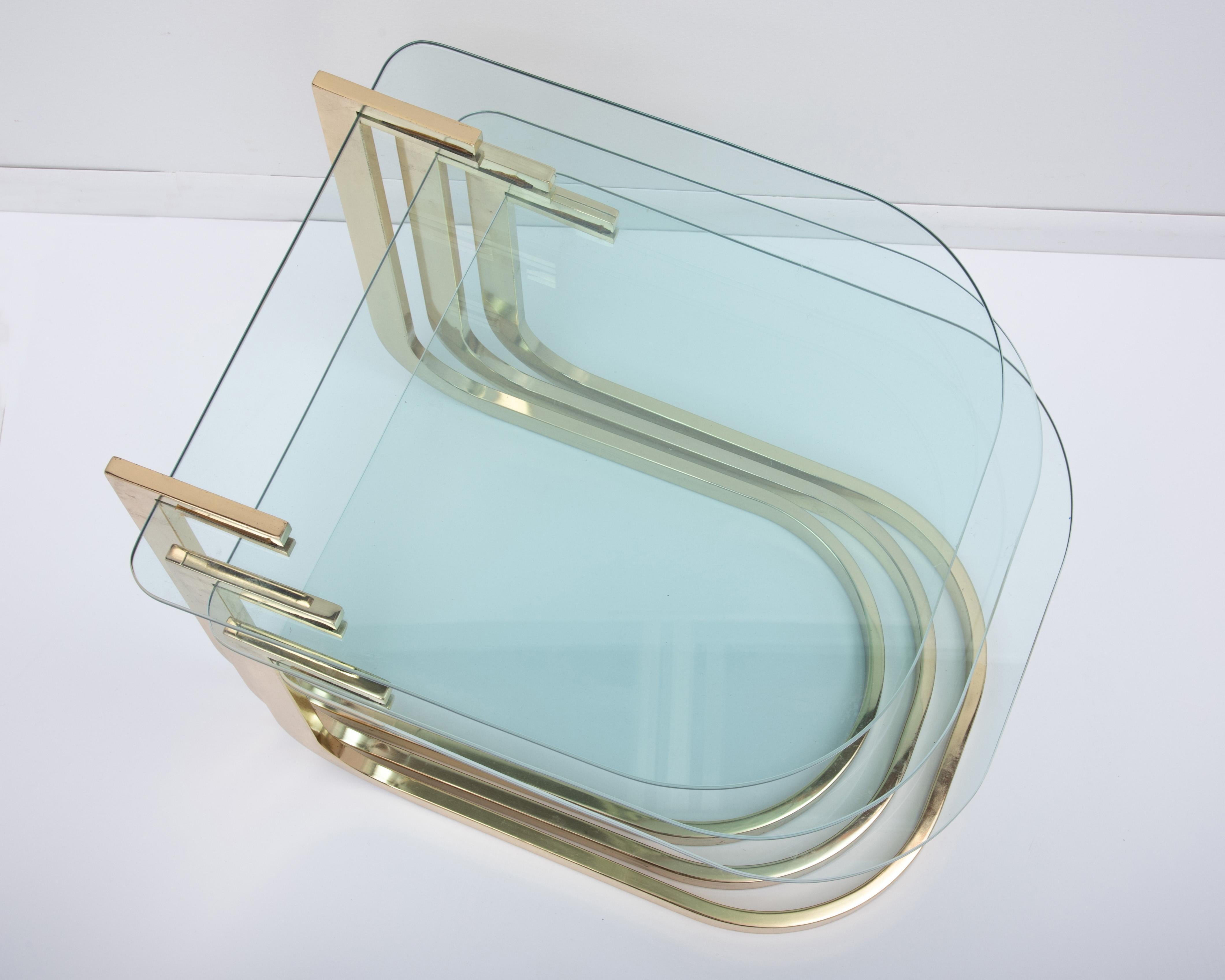 DIA Design Institute America Milo Baughman Nesting Tables Cantilevered Brass For Sale 6