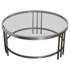 DIA Design Institute of America Polished Steel Chrome Round Cocktail Table