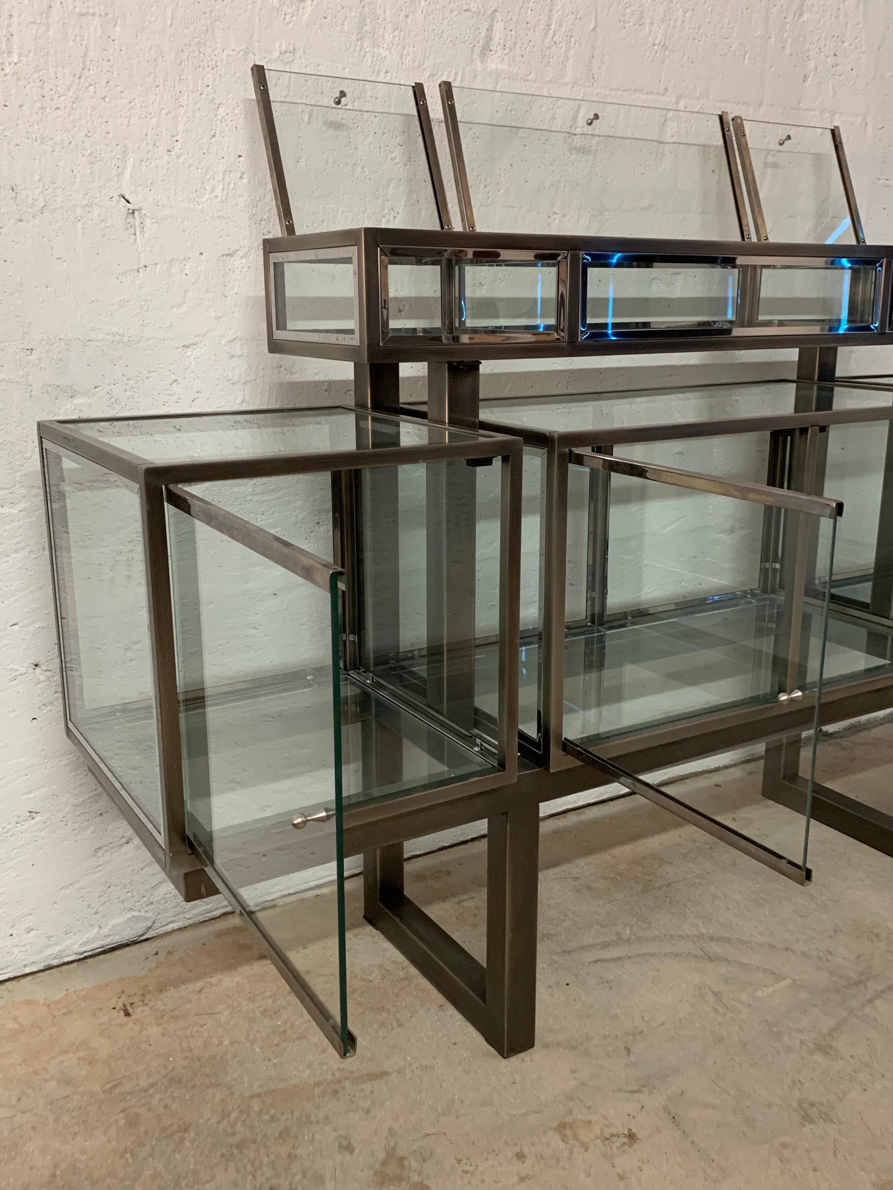 DIA Design Institute of America Steel Chrome and Glass Display Cabinet Vitrine 7