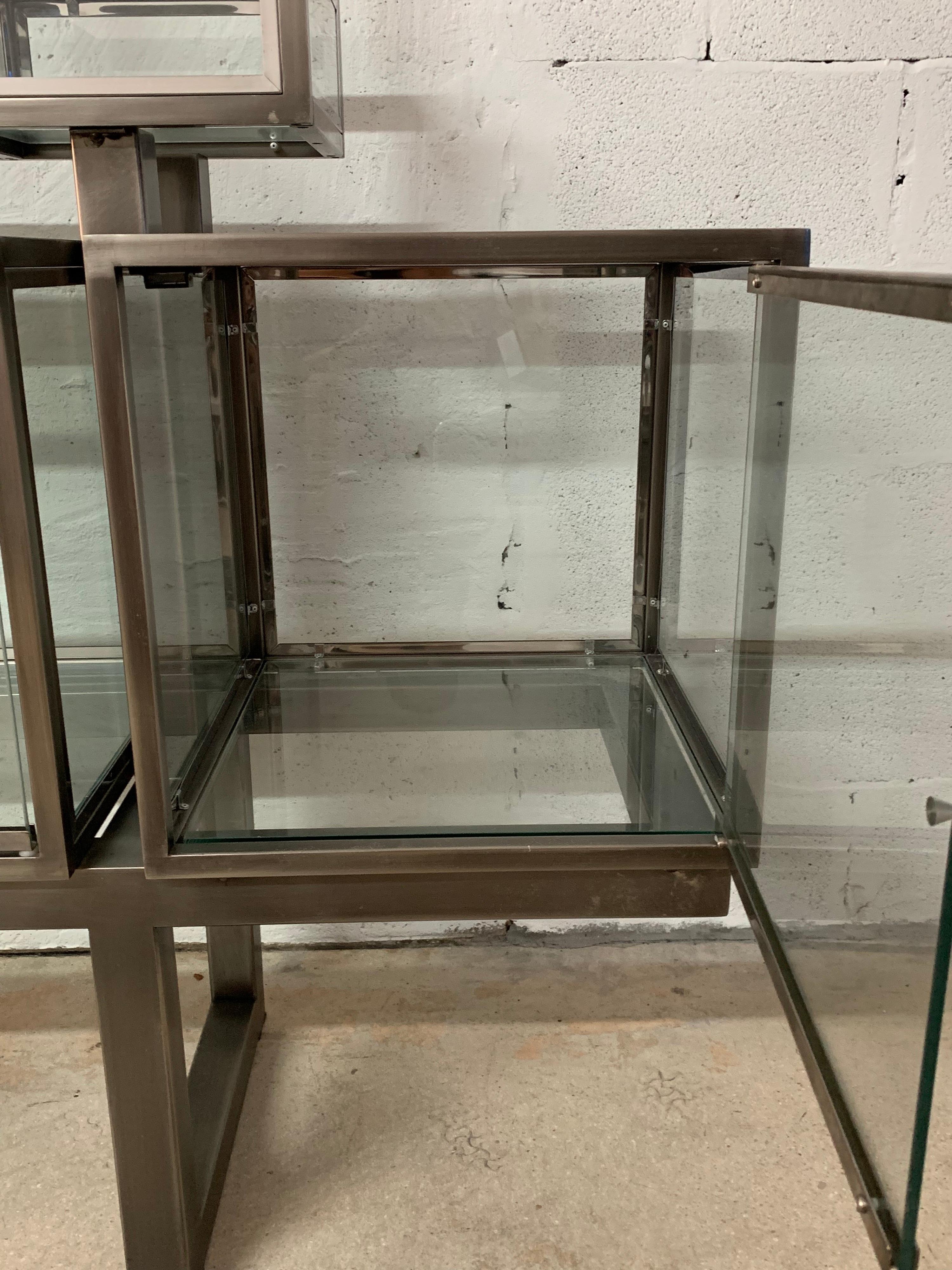 DIA Design Institute of America Steel Chrome and Glass Display Cabinet Vitrine 11