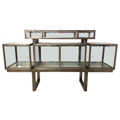 DIA Design Institute of America Steel Chrome and Glass Display Cabinet Vitrine