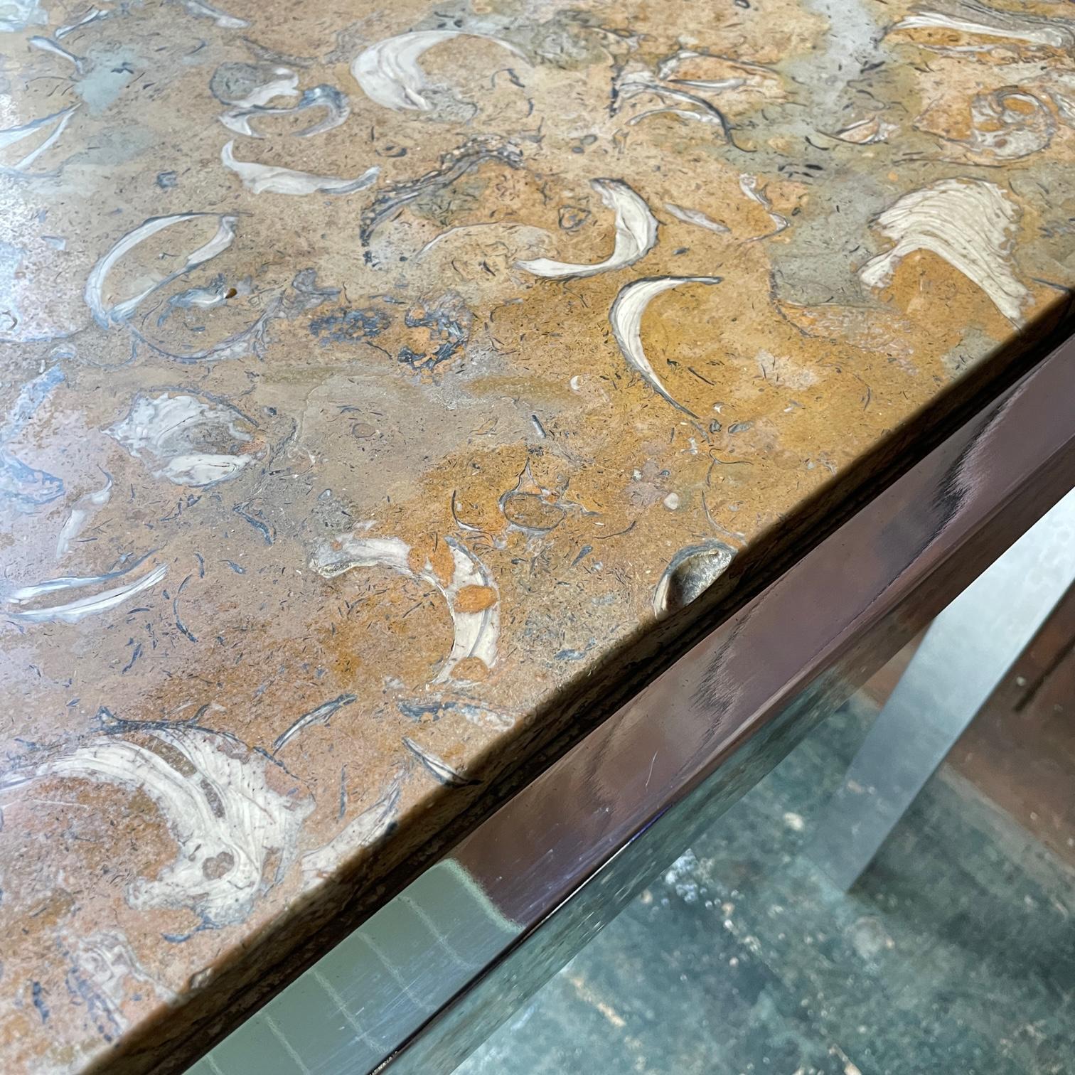 DIA Fossilized Stone Steel Dining Table Vintage Mid-Century Post-Modern For Sale 3