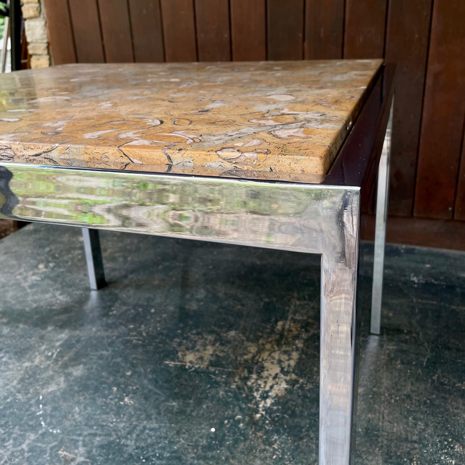 DIA Fossilized Stone Steel Dining Table Vintage Mid-Century Post-Modern For Sale 6