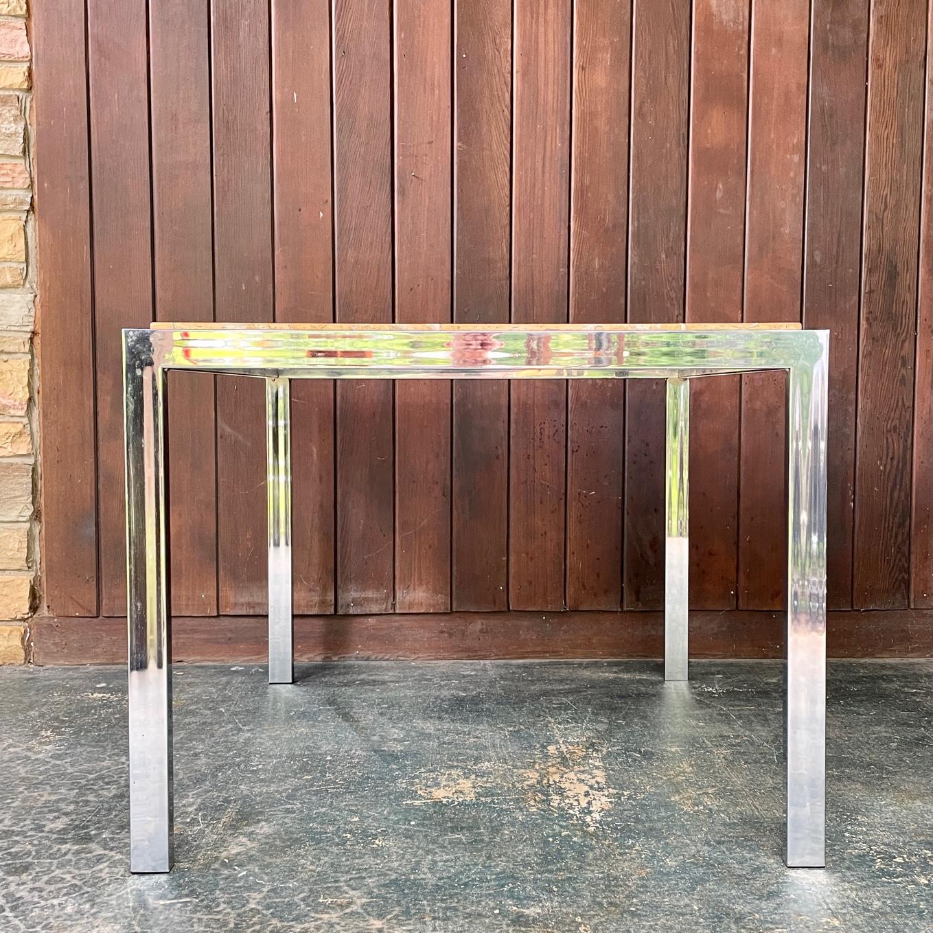 Late 20th Century DIA Fossilized Stone Steel Dining Table Vintage Mid-Century Post-Modern For Sale