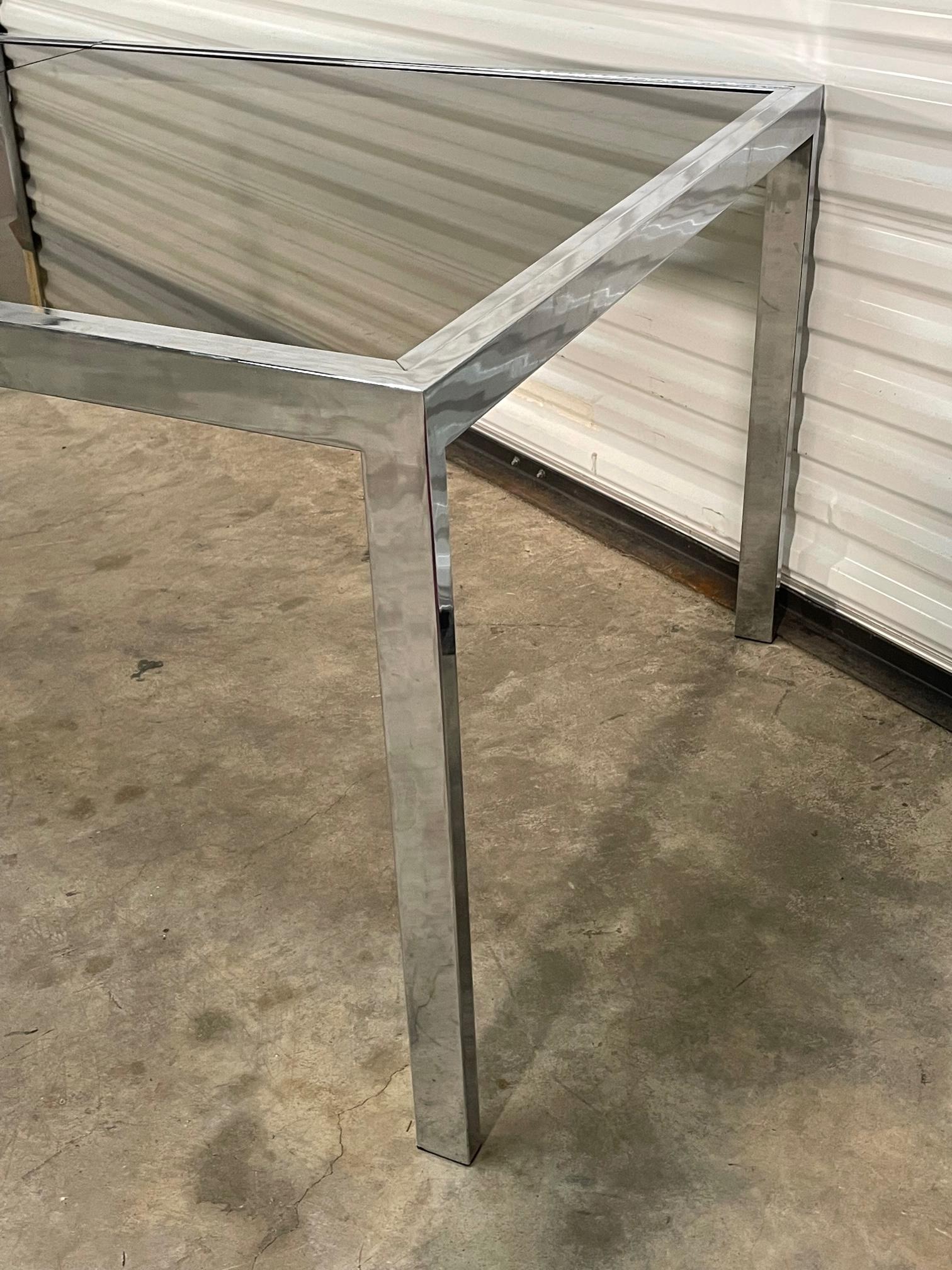 DIA Hollywood Regency Smoked Glass Chrome Dining Table  In Good Condition For Sale In Jacksonville, FL