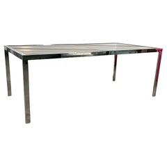 DIA Hollywood Regency Smoked Glass Chrome Dining Table 