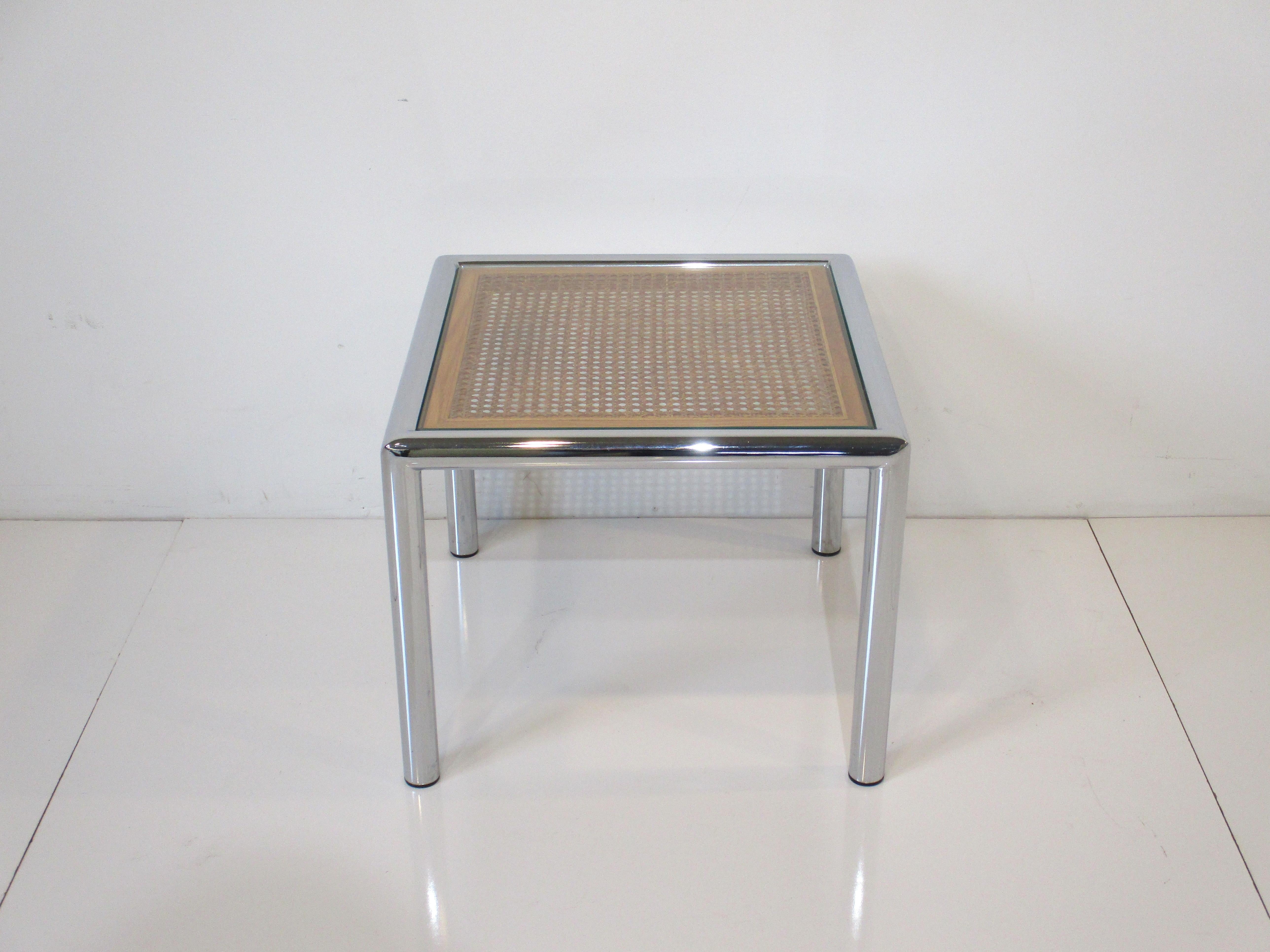DIA Mid Century 70's Chrome / Cane Side Table 2