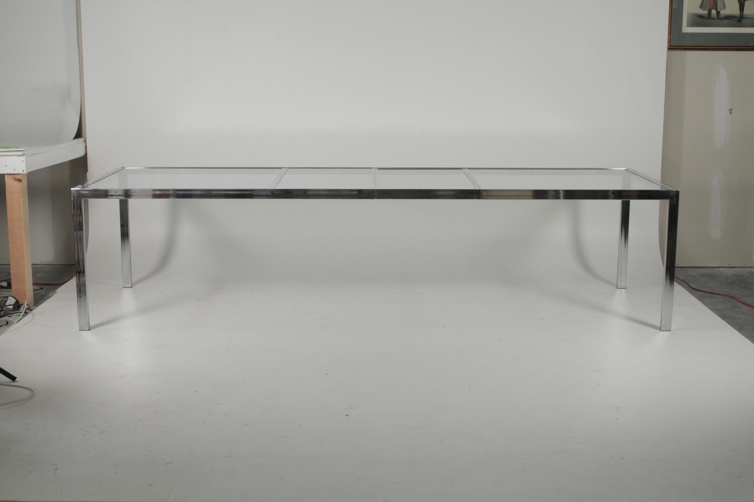 DIA Mid-Century Modern Chrome And Glass Top Dining Original Room Table 4