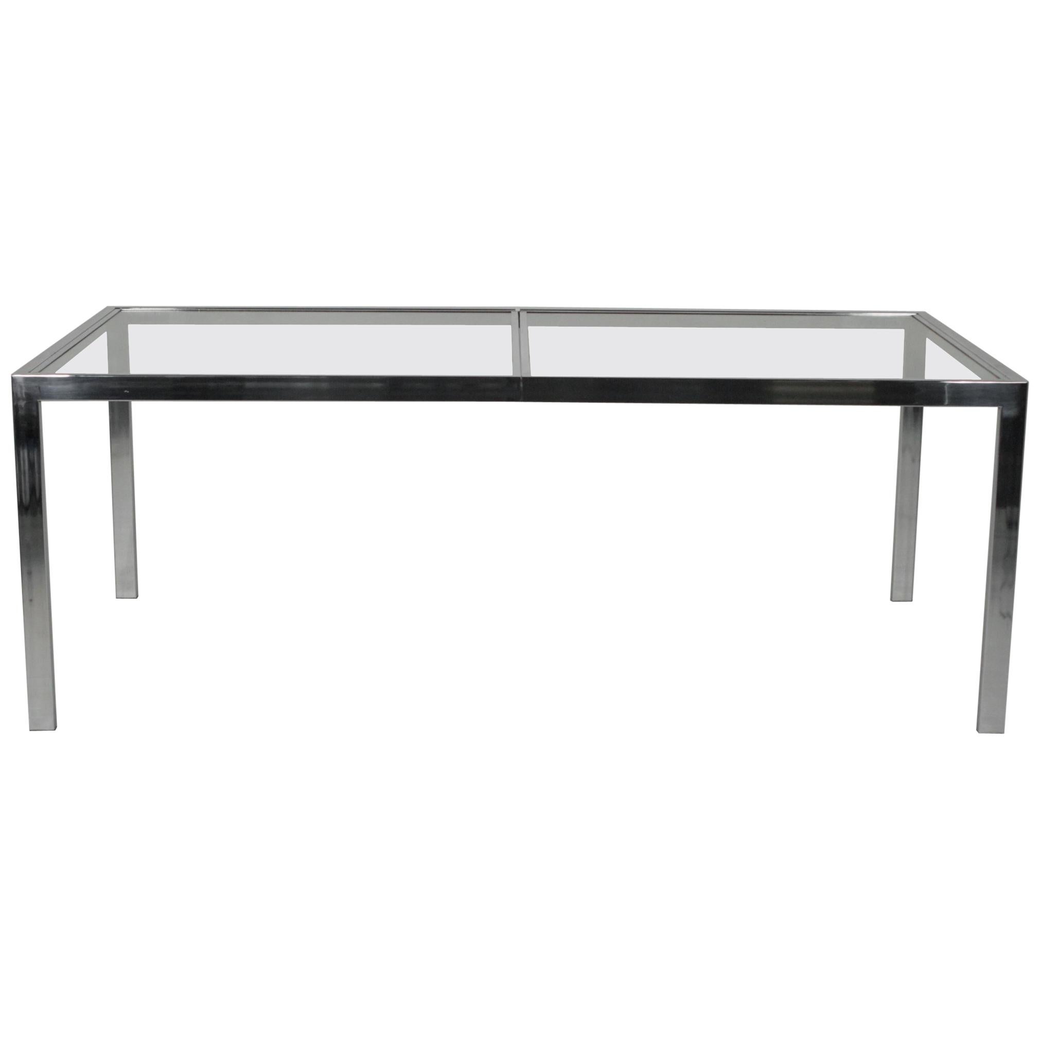 DIA Mid-Century Modern Chrome And Glass Top Dining Original Room Table