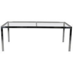 DIA Mid-Century Modern Chrome And Glass Top Dining Original Room Table