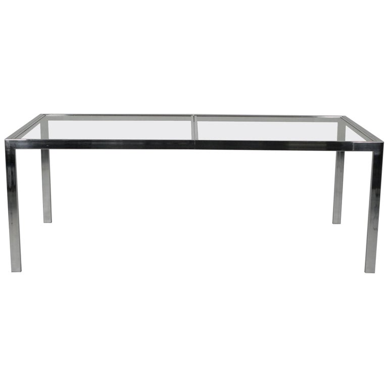 DIA MidCentury Modern Chrome and Glass Top Dining Original Room Table