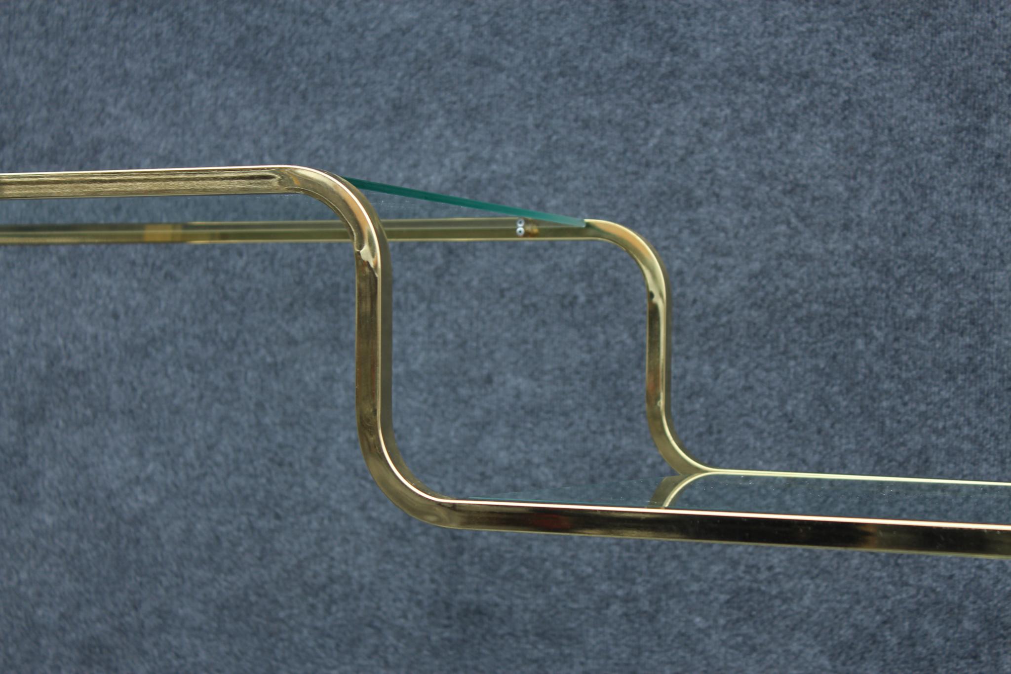 DIA Milo Baughman Style Adjustable Brass & Glass Etagere Mid Century/Art Deco 4