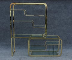 DIA Milo Baughman Style Adjustable Brass & Glass Etagere Mid Century/Art Deco