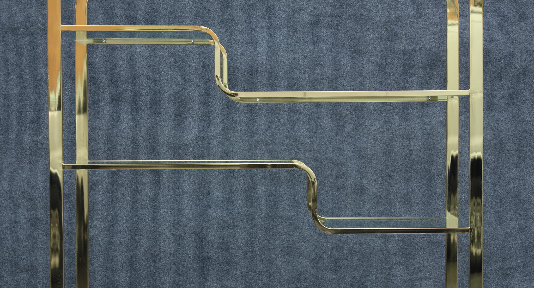 DIA Milo Baughman Style Adjustable Brass & Glass Etagere Mid Century/Art Deco 2