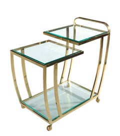 DIA Split Level Brass and Bevel Glass Bar Cart