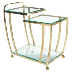 DIA Split Level Brass and Bevel Glass Bar Cart