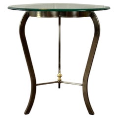 Design Institute America DIA Trefoil Side Table Glass Top Steel Base Mid-Century