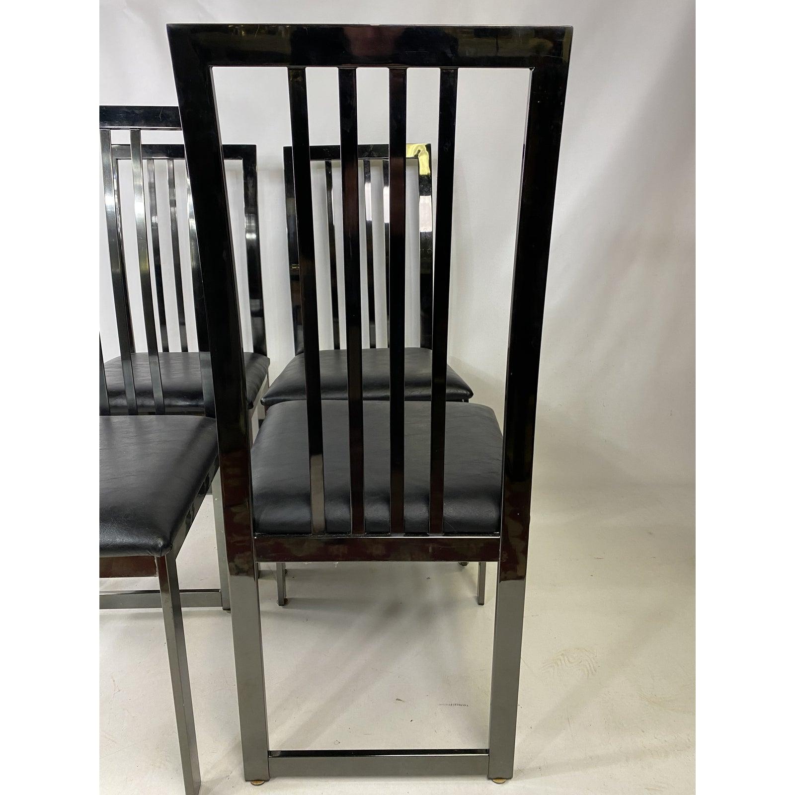 Dia Stilvolle Vintage-Esszimmerstühle mit hoher Rückenlehne aus Chrom im Baughman-Stil, 4er-Set (amerikanisch) im Angebot