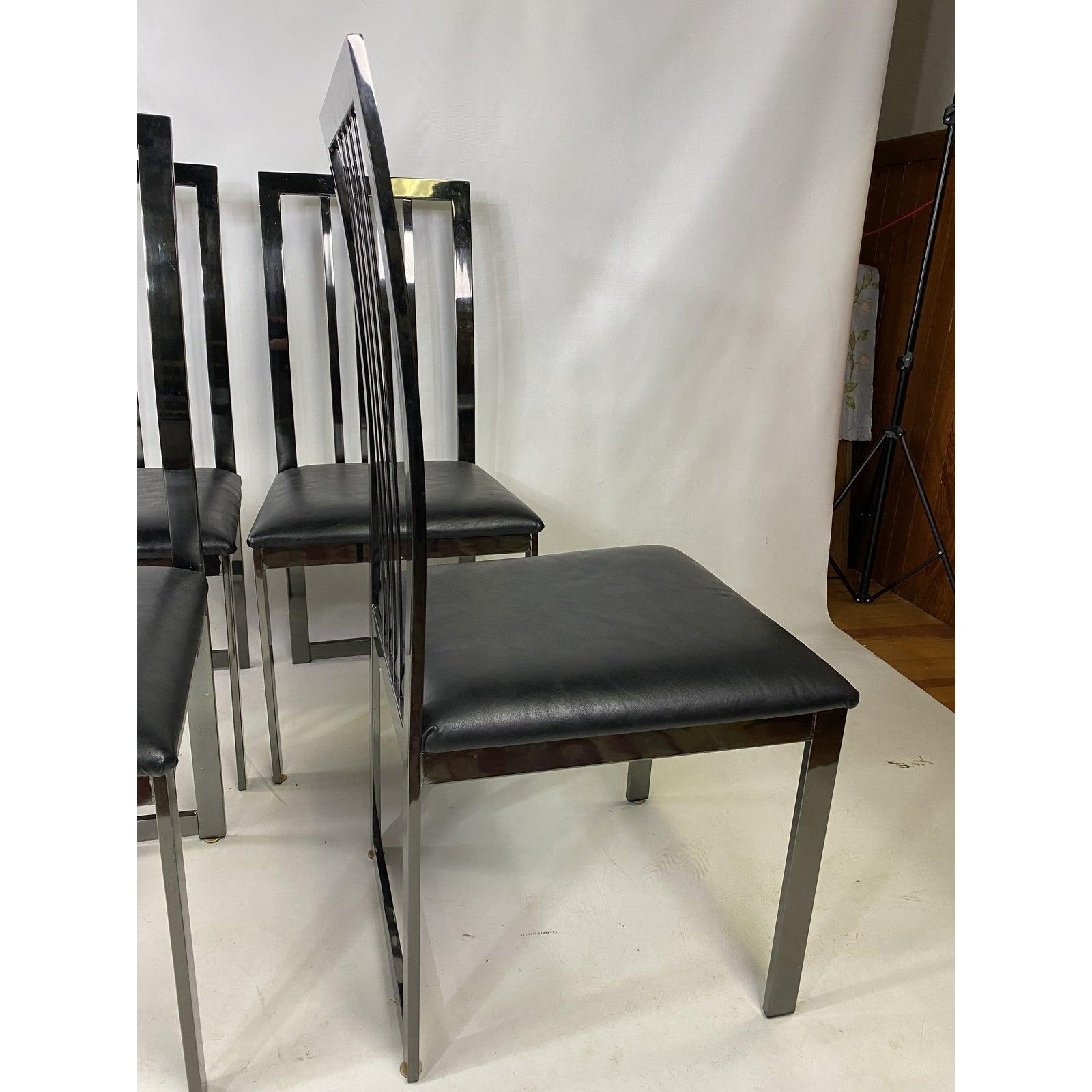 Dia Stilvolle Vintage-Esszimmerstühle mit hoher Rückenlehne aus Chrom im Baughman-Stil, 4er-Set im Zustand „Gut“ im Angebot in Esperance, NY