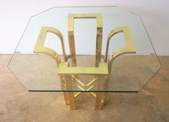DIA Tulip Form Side Table w/ Brass-Plated Metal Topped w/ Octagon Beveled Glass
