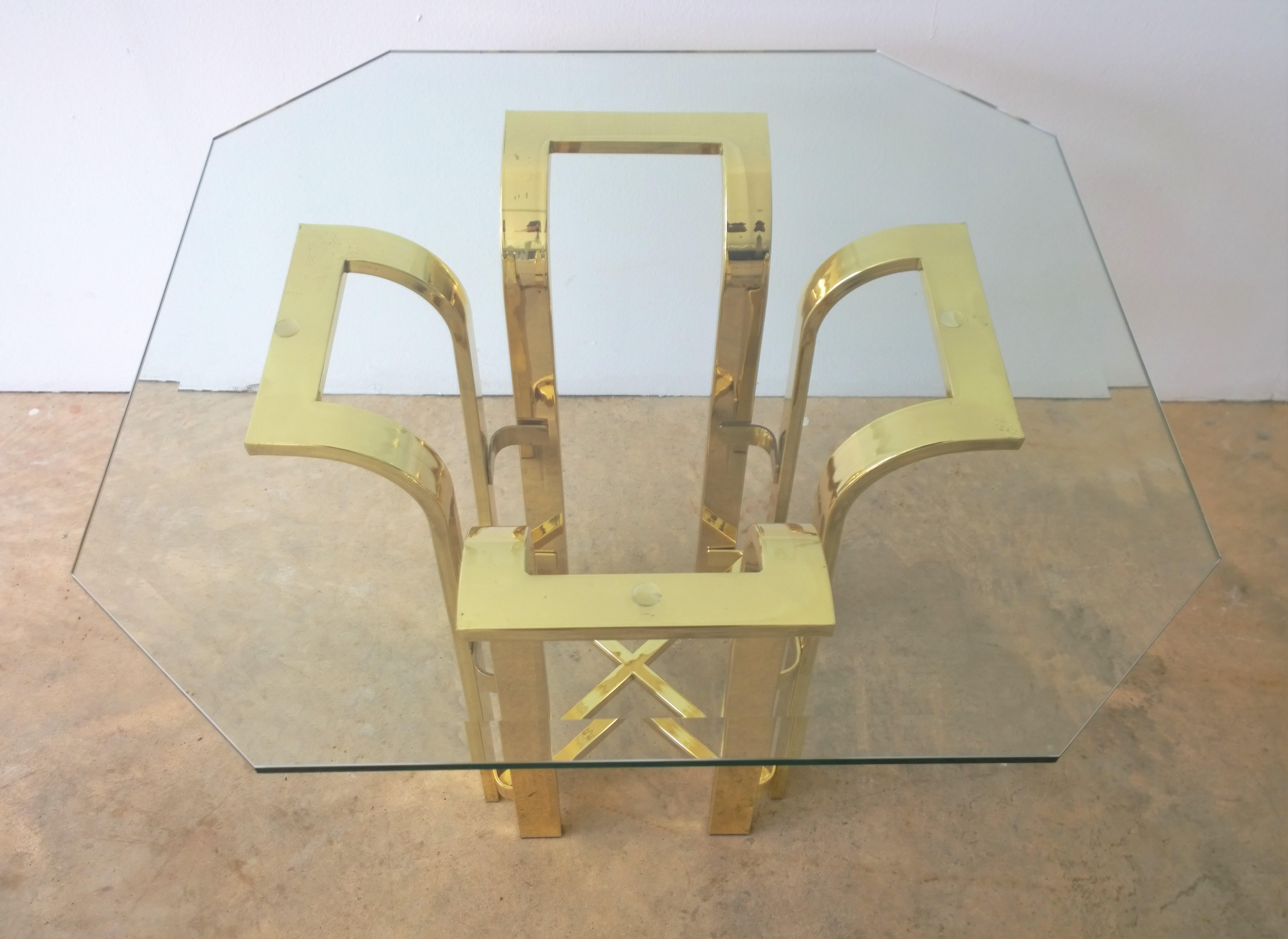 Mid-Century Modern DIA Tulip Form Side Table w/ Brass-Plated Metal Topped w/ Octagon Beveled Glass