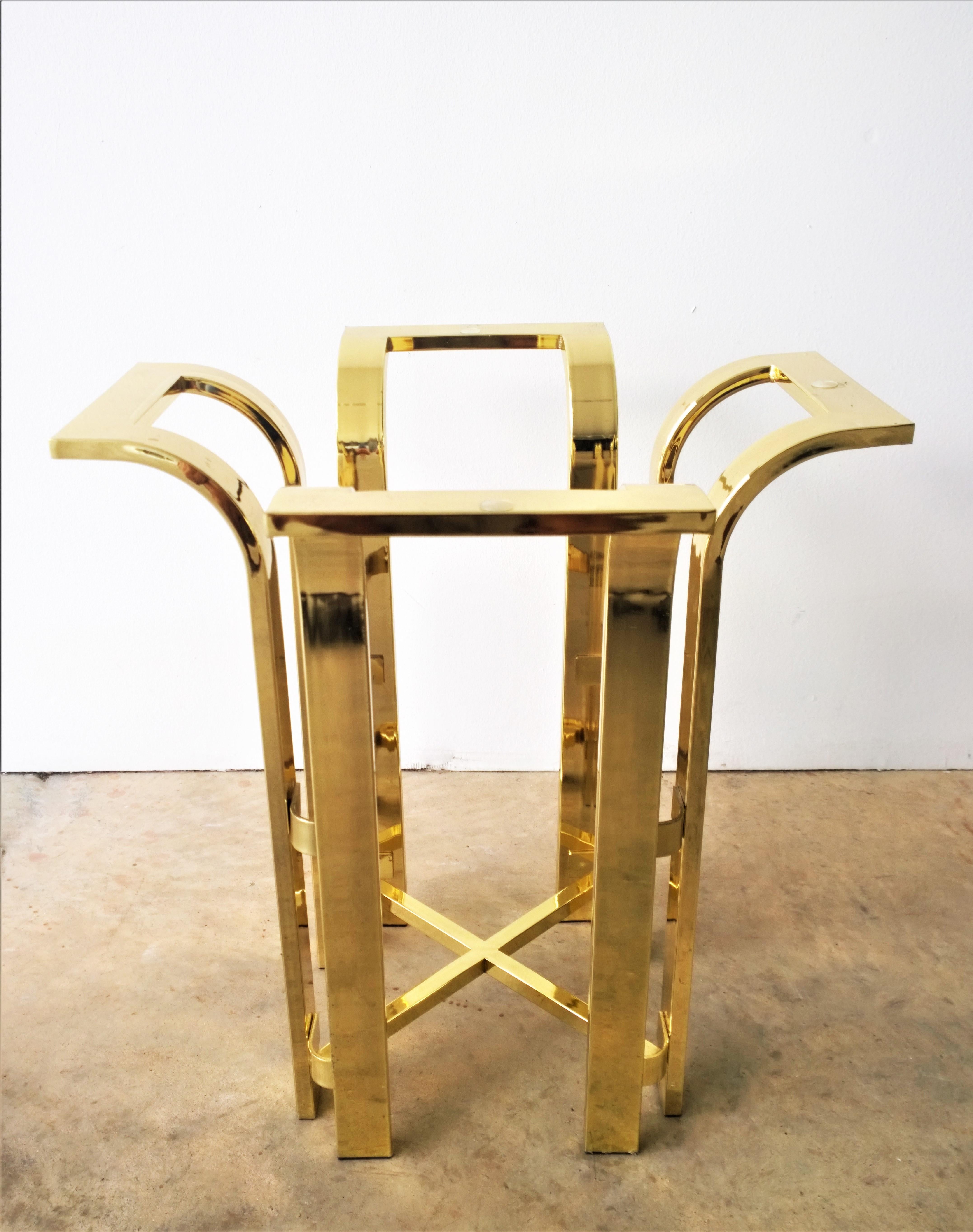 DIA Tulip Form Side Table w/ Brass-Plated Metal Topped w/ Octagon Beveled Glass 1