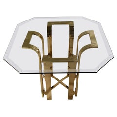 DIA Tulip Form Side Table w/ Brass-Plated Metal Topped w/ Octagon Beveled Glass