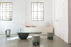 Diabase Volcanic Rock Side Table, Unique Hand-Sculpted, Rooms