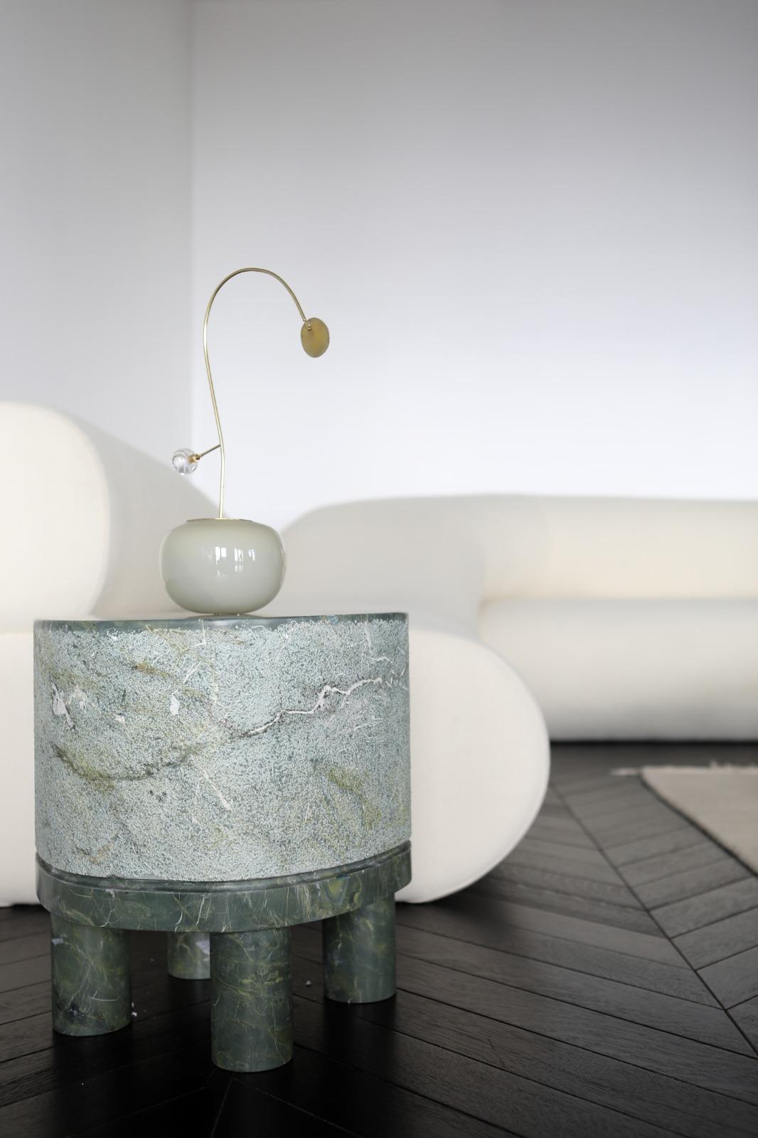 Diabase Volcanic Rock Side Table, Unique Hand-Sculpted, Rooms In New Condition In Geneve, CH