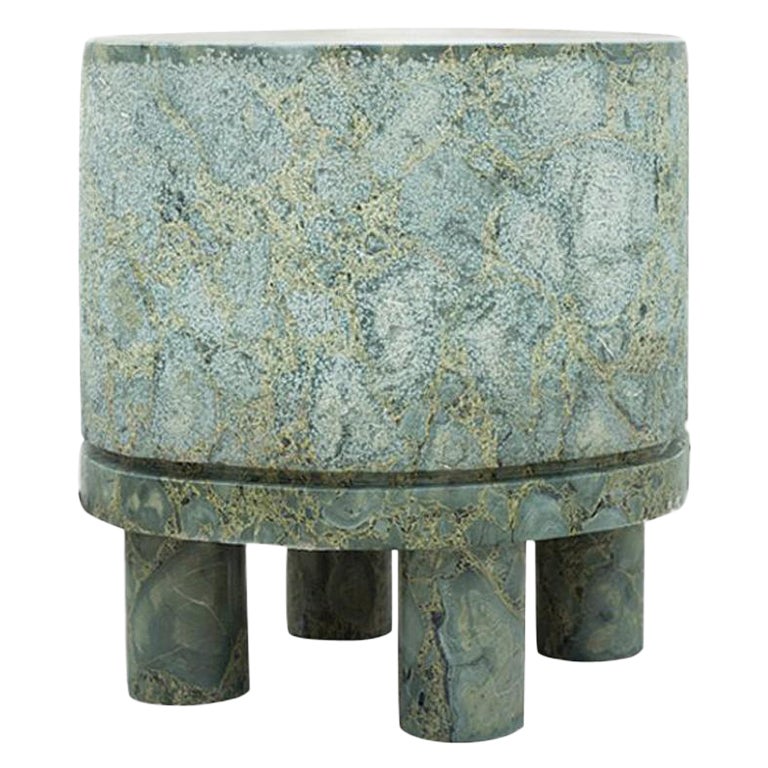 Diabase Volcanic Rock Side Table, Unique Hand-Sculpted, Rooms For Sale