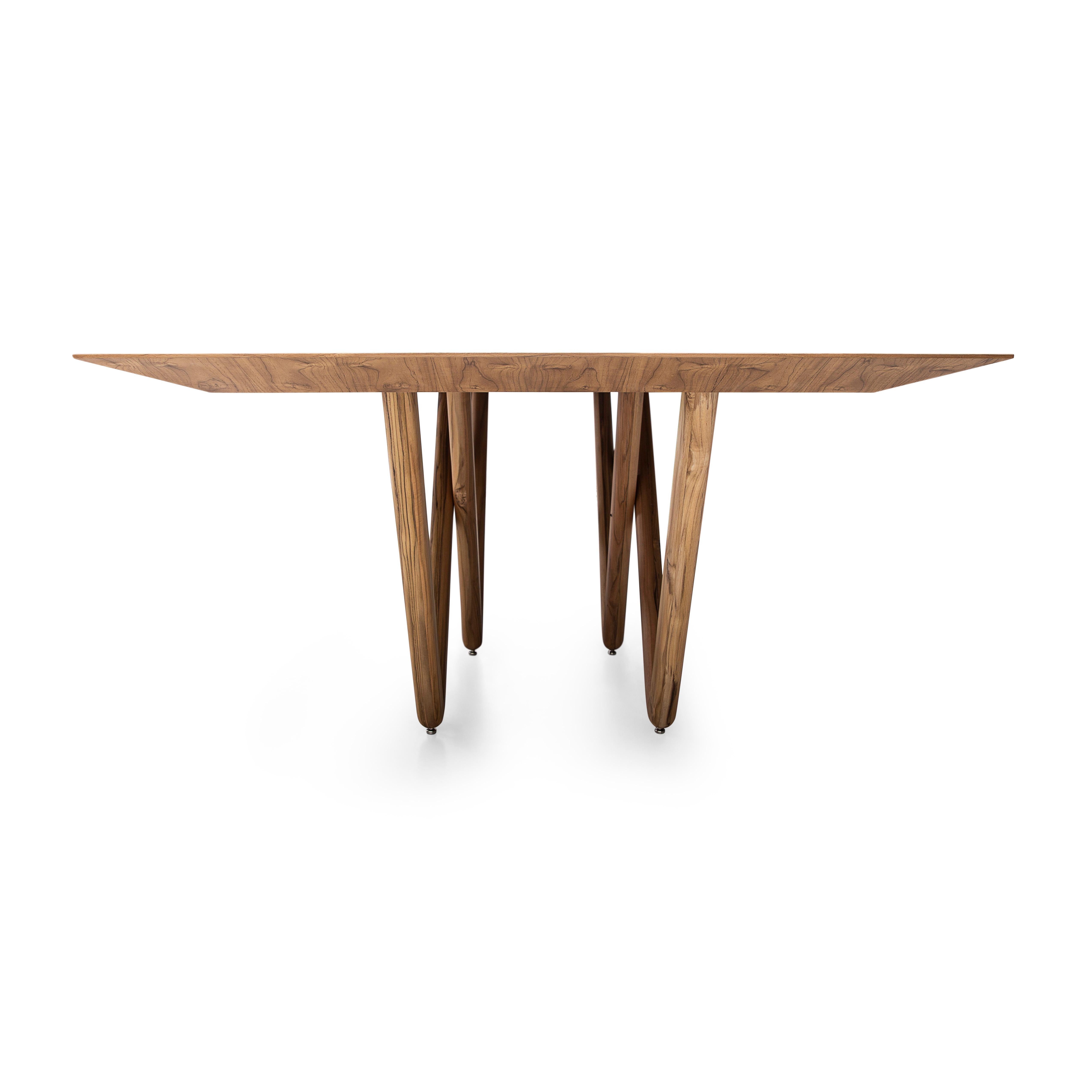 Dablio Dining Table with a Teak Wood Finish Veneered Table 98'' For Sale 1