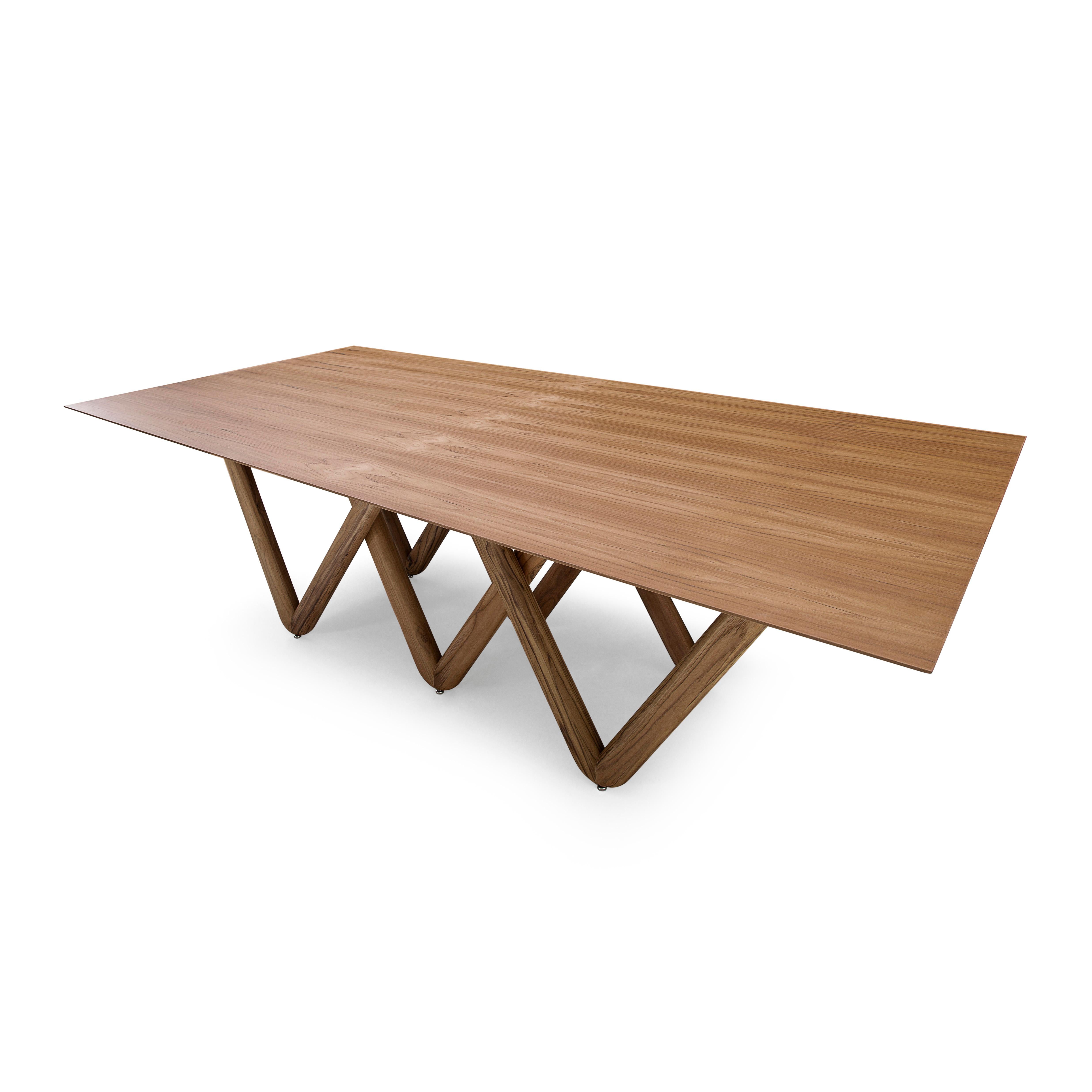 Dablio Dining Table with a Teak Wood Finish Veneered Table 98'' For Sale 2